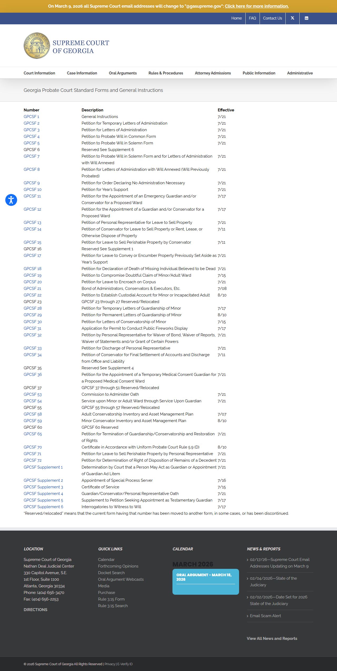 Georgia Probate Court Records Supreme Court probate forms page